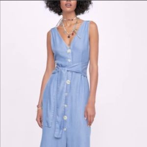 Zara Button Front Denim Dress